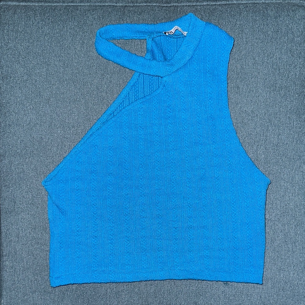 Zara Electric Blue Cutout Crop Top